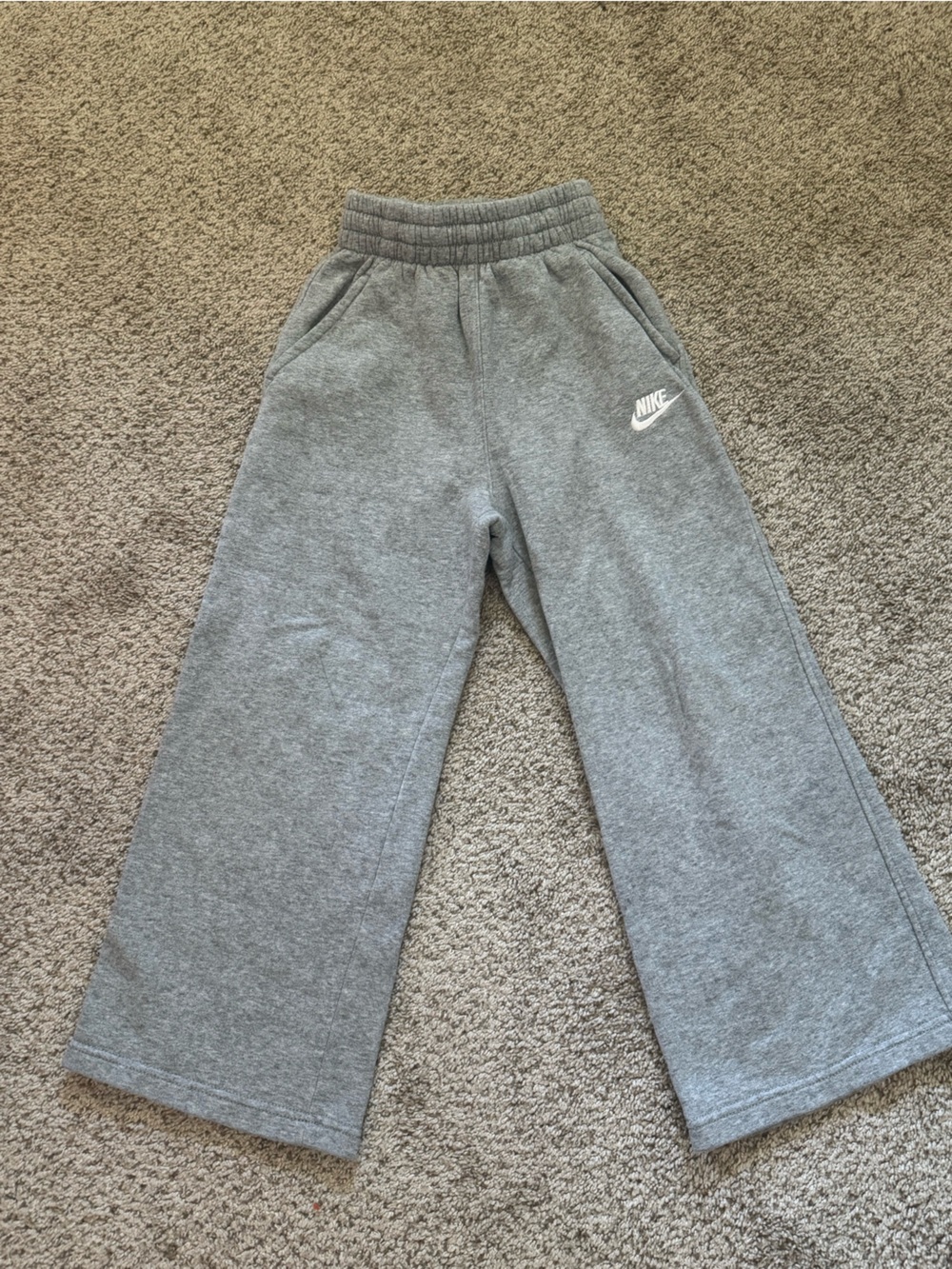 Nike Kids Gray Sweatpants with White Swoosh